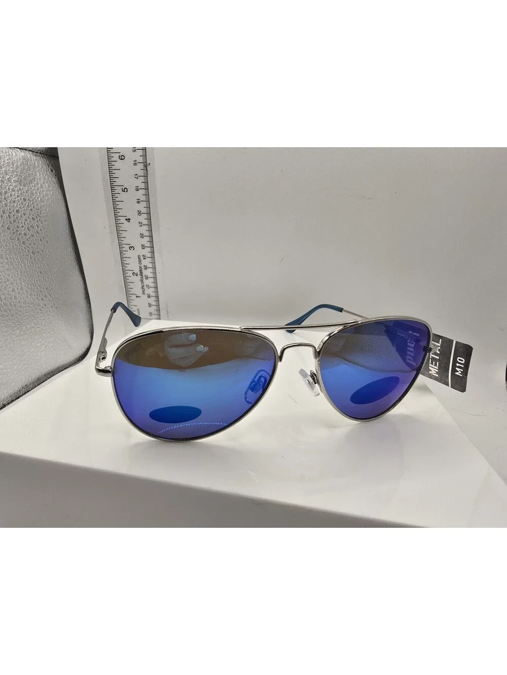 Pugs Metal M10 Sunglasses w/ Silver Frame & Purple Colored Polarized Lenses New